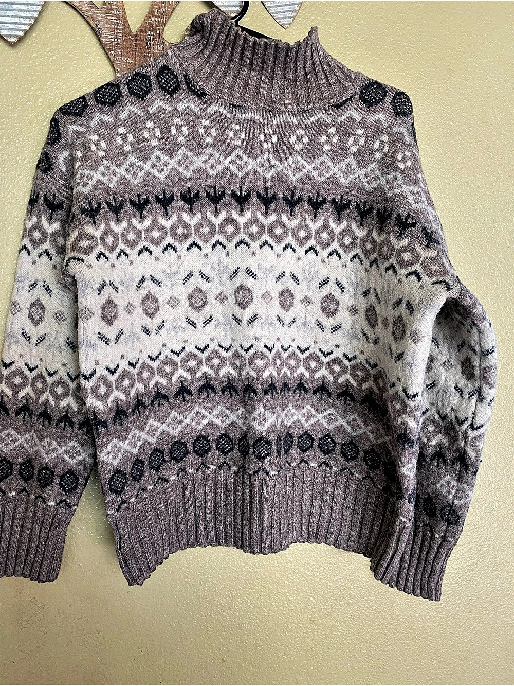 Marled Fair Isle Geometric Sweater Size Small